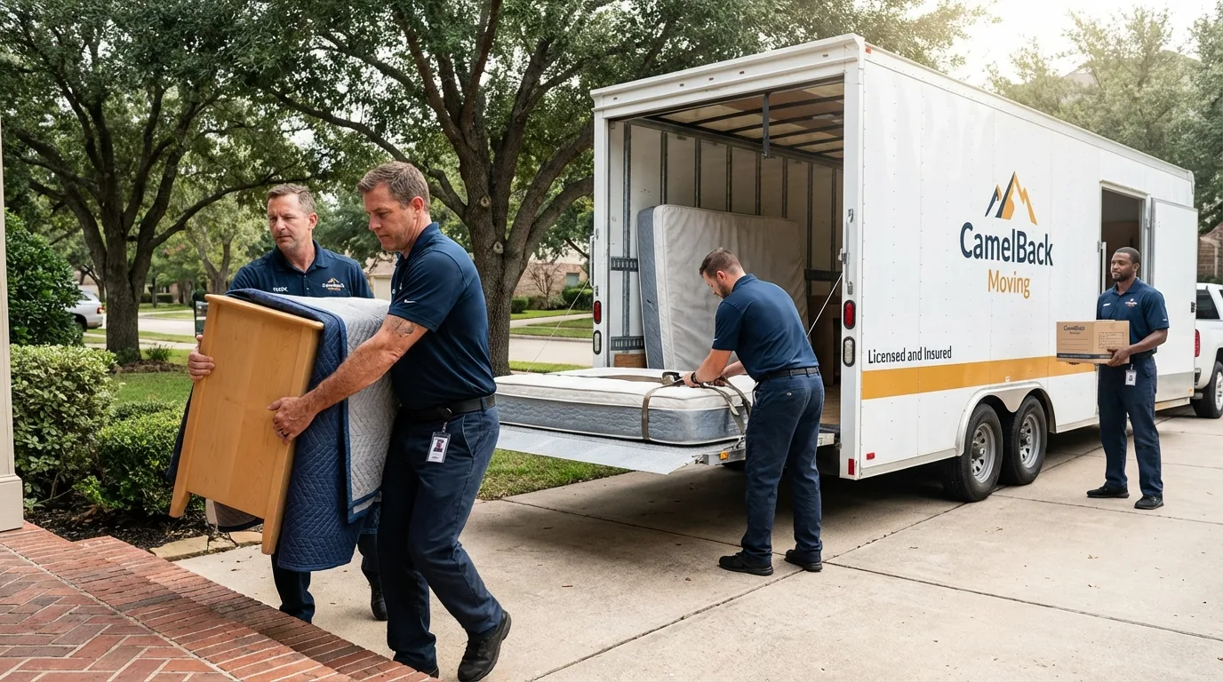 Crew loading residential truck for cross-state move from Youngstown, OH