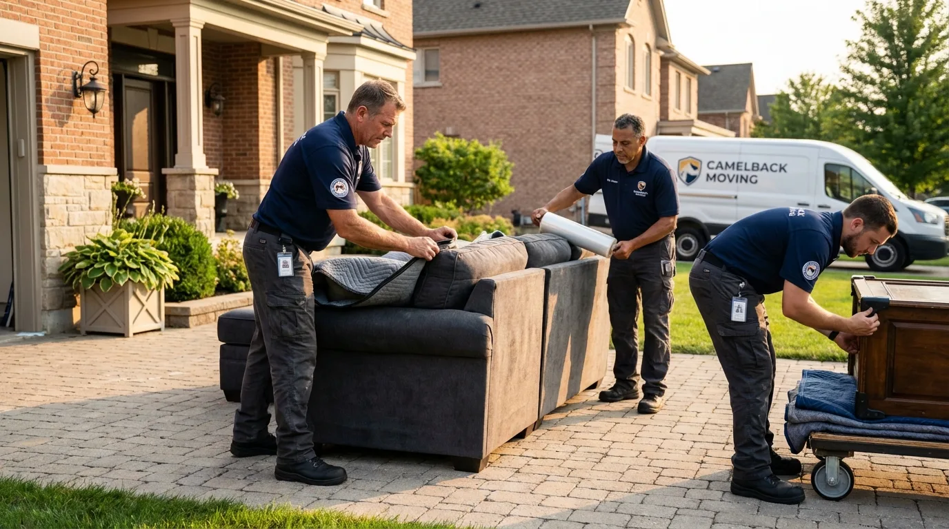 Large estate moving crew wrapping furniture in Youngstown, OH