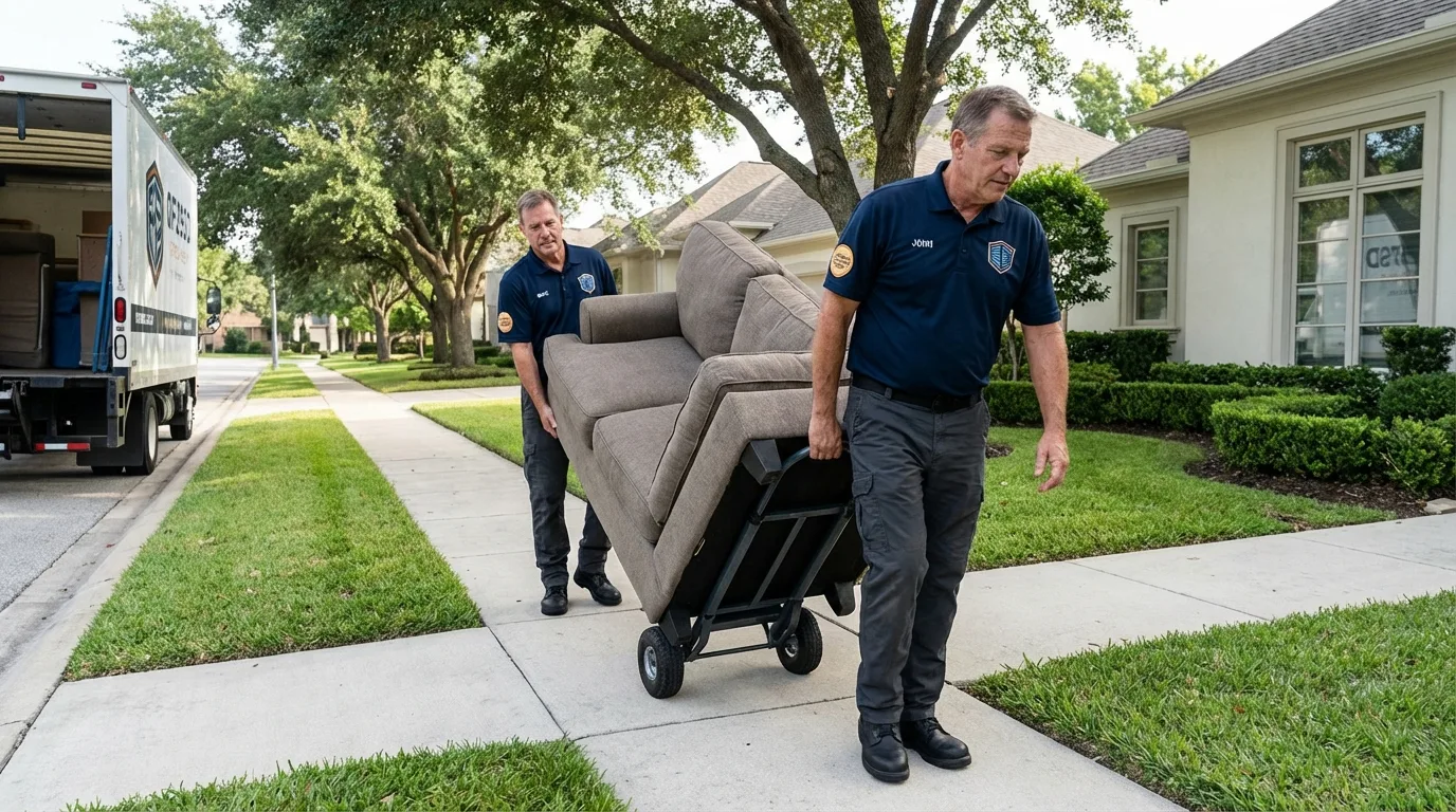 Local residential moving crew loading furniture in Youngstown, OH