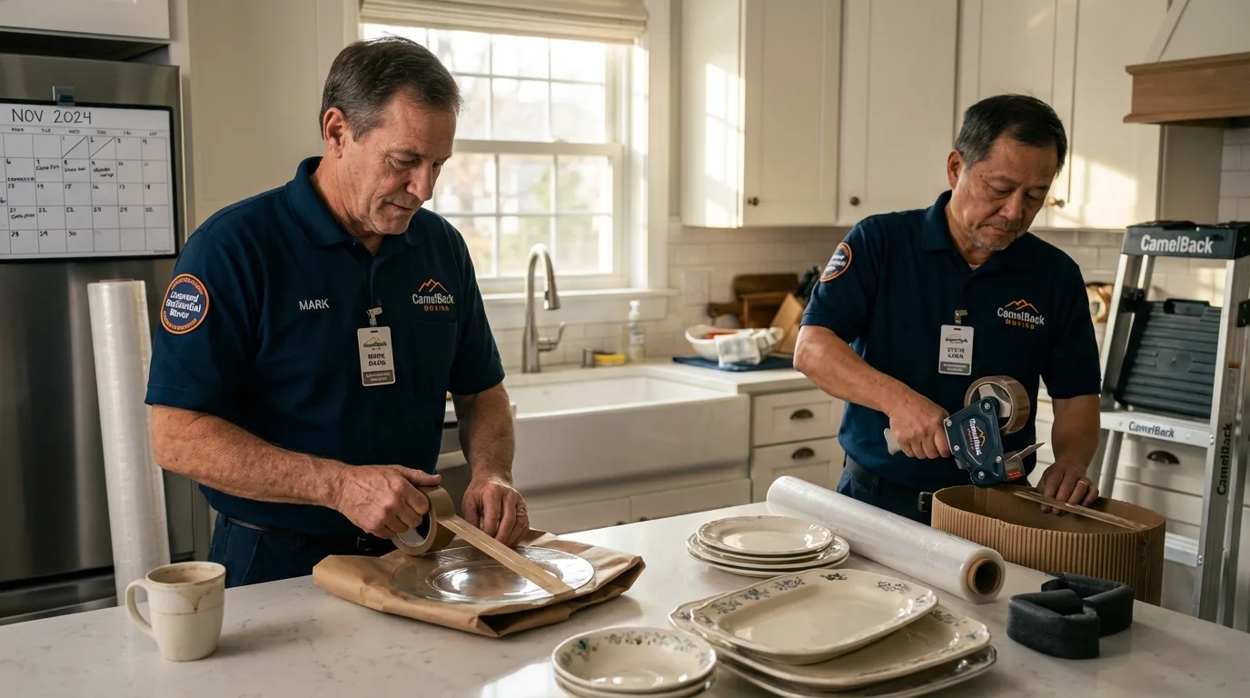 Professional crew packing kitchen dishware in Youngstown, OH